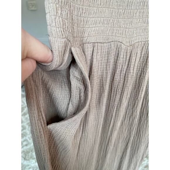 Love Tree Strapless Jumpsuit Romper Smocked Wide-Leg Boho Neutral Soft Summer - Picture 6 of 9